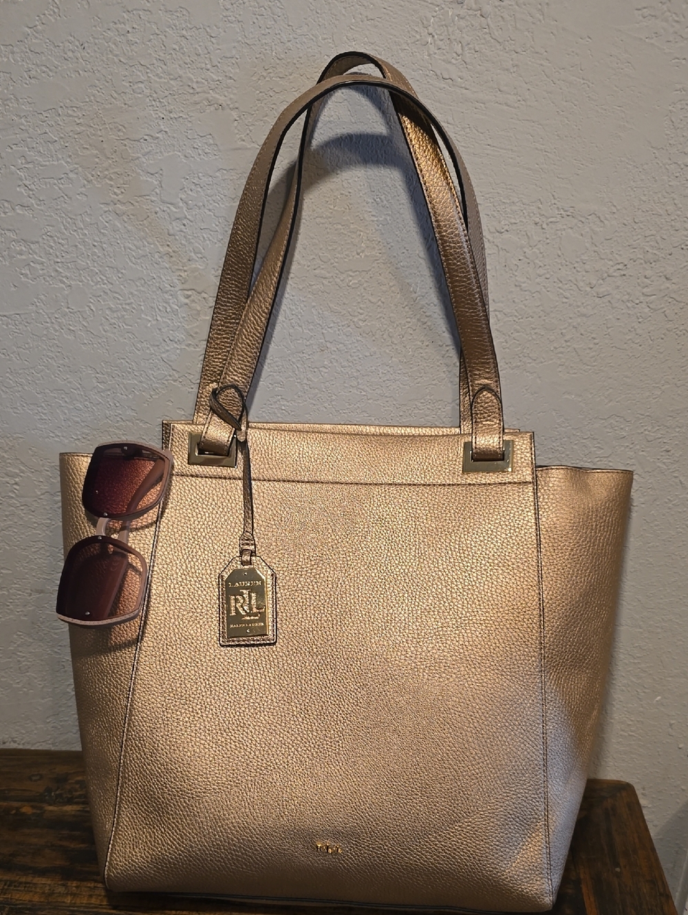 Lauren Ralph Lauren Metallic Gold Tote Bag